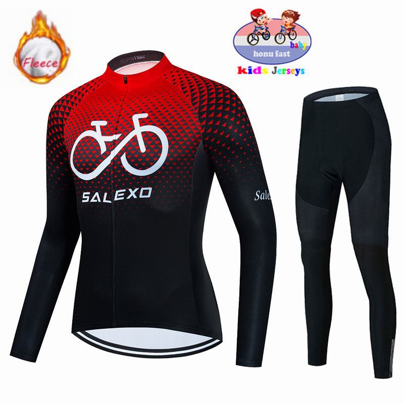 2026 Winter Fleece Kinder Radfahren Kleidung Warm Halten Kinder Jersey Bike Anzug Jacke Kleidung MTB Kinder Radfahren Hosen Equipage – Detail 5