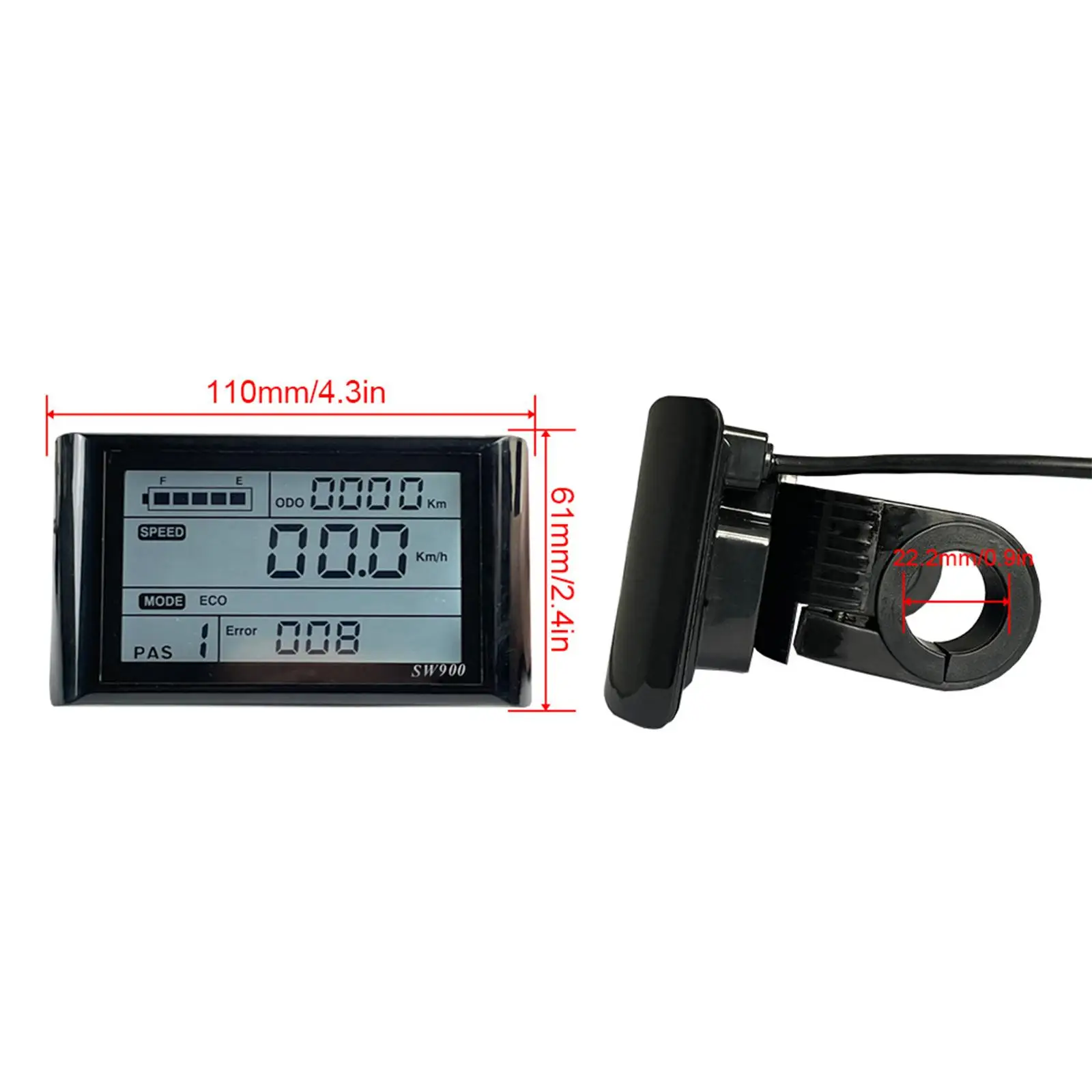 Electric Bicycle LCD Display Meter 5 Pin Speed Meter with SM Plug 22A Mileage LCD Display Panel for Electric Bike Modification