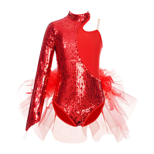 Abito Da Ballo Con Paillettes Per Bambina - Manica Lunga, Per Danza Classica, Latino E Moderna - Foto 8