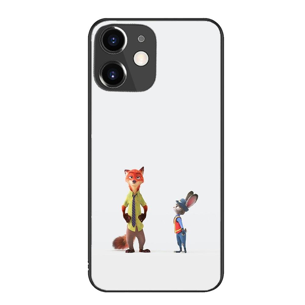 Zootopia cartoon Black mobile phone case For IPhone 13 12 11 Pro Max Mini SE XR X XS  Max 8Plus 7plus 6 6S  New Shell phone Case cute iphone xr cases