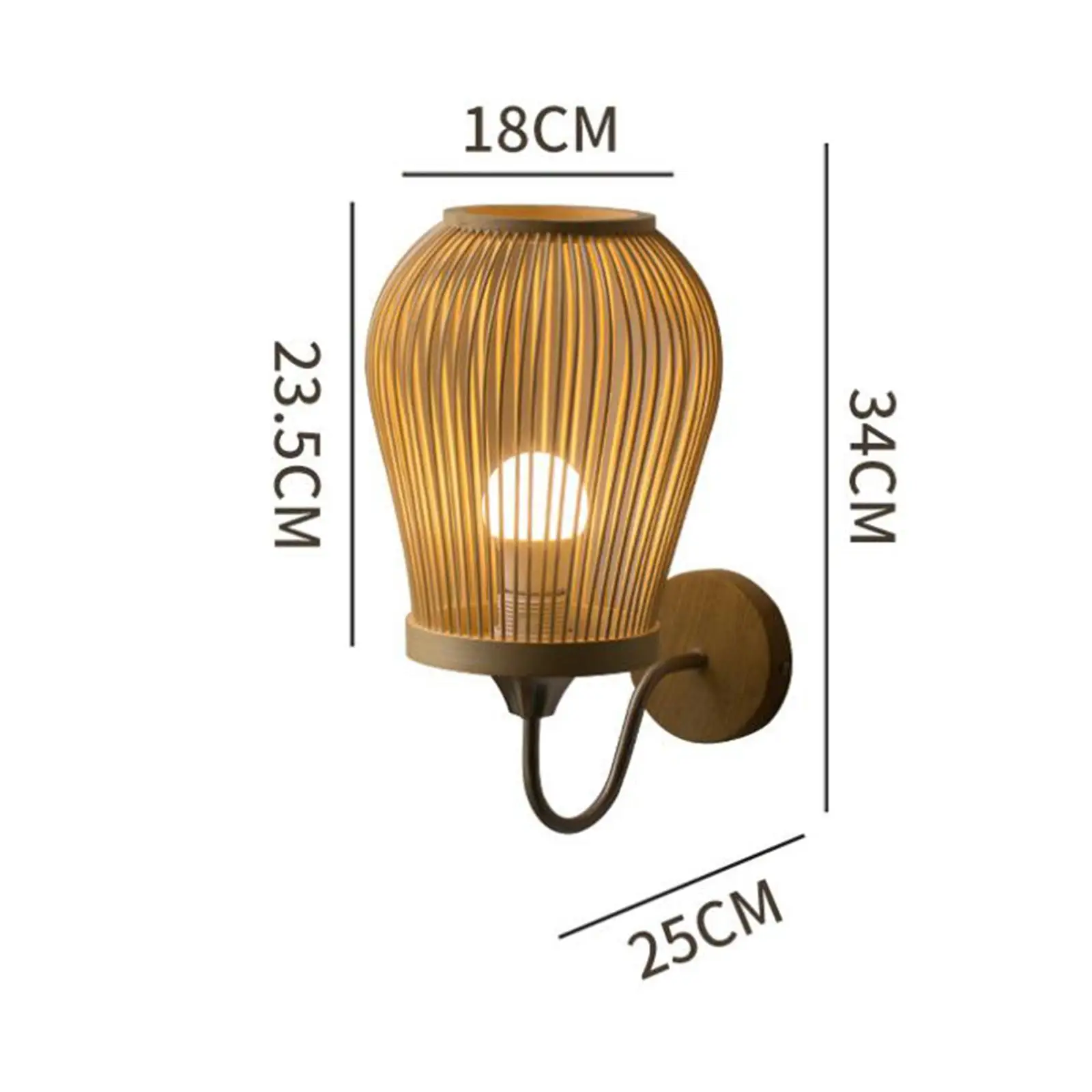 Bamboo Wall Sconce Lamp Light Lighting Retro Style Farmhouse E27 Base Decorative for Cafe Bedside Indoor Kitchen Decoration