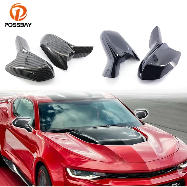 1pair Horn Style Car Side Rearview Mirror Cover Caps Stick-on For