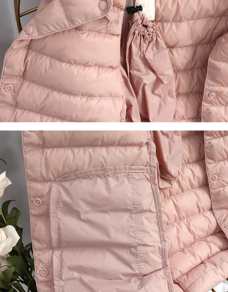 Schinteon Women Ultralight Down Jacket 90% White Duck Down Slim Coat Thin Inner Bottoming Short Garment Winte Autumn Outwear