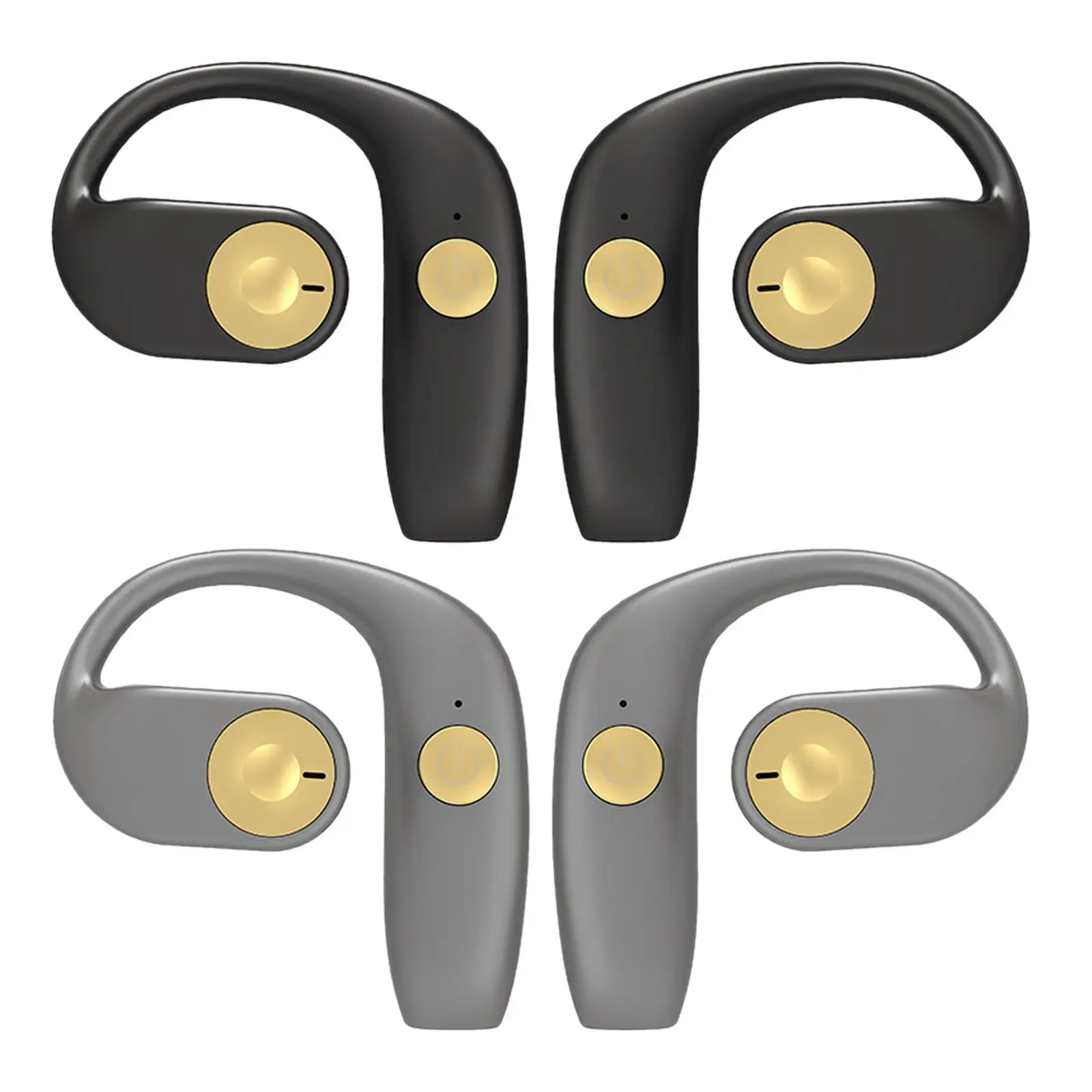 Clip on Wireless Headset Ear Hooks Type C Rechargeable Low Latency V5.2 Open Ear Headphones Earbuds for Fitness Office Business