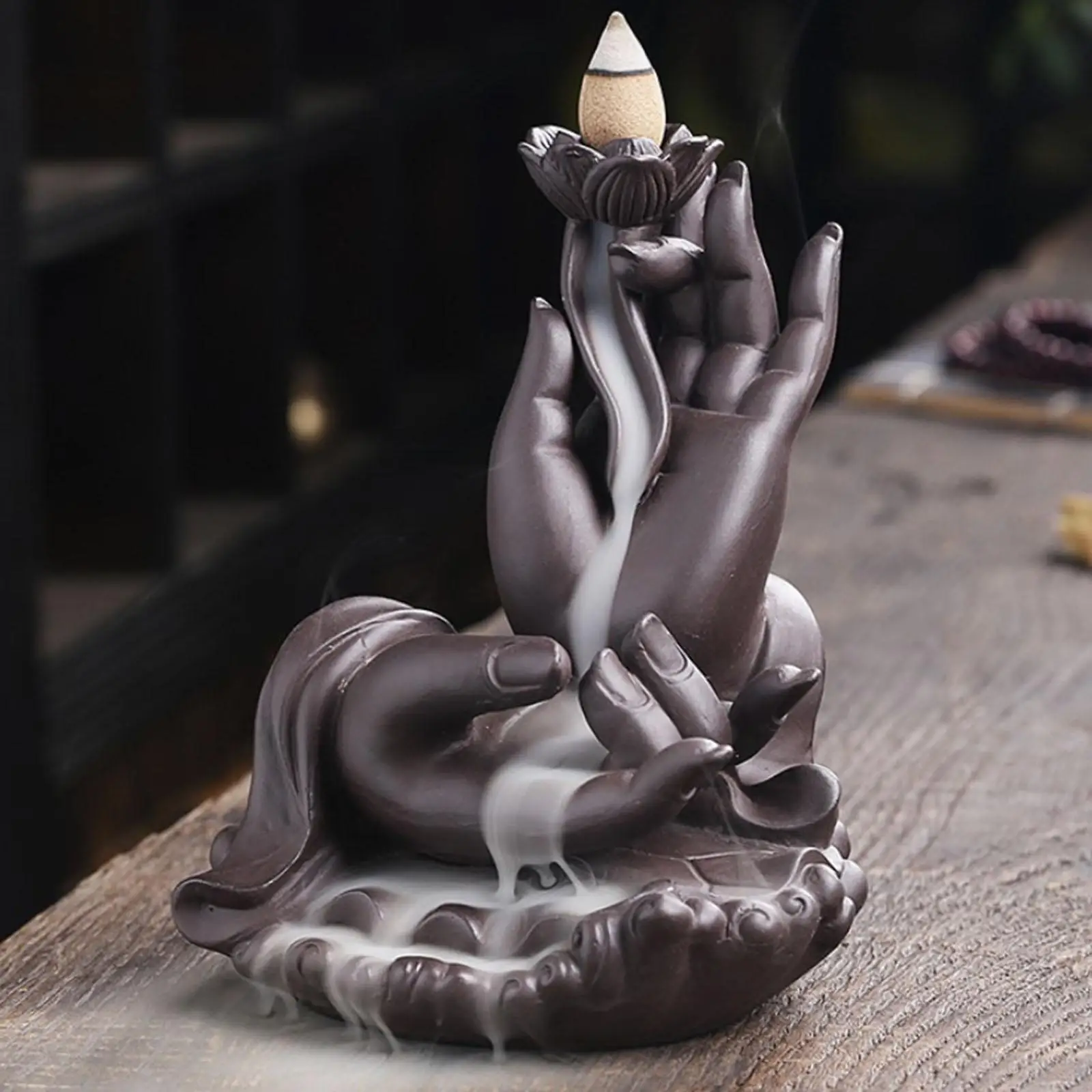 Incense Burner Holder Aroma Tower Lotus Buddha Hand Burners for Decoration