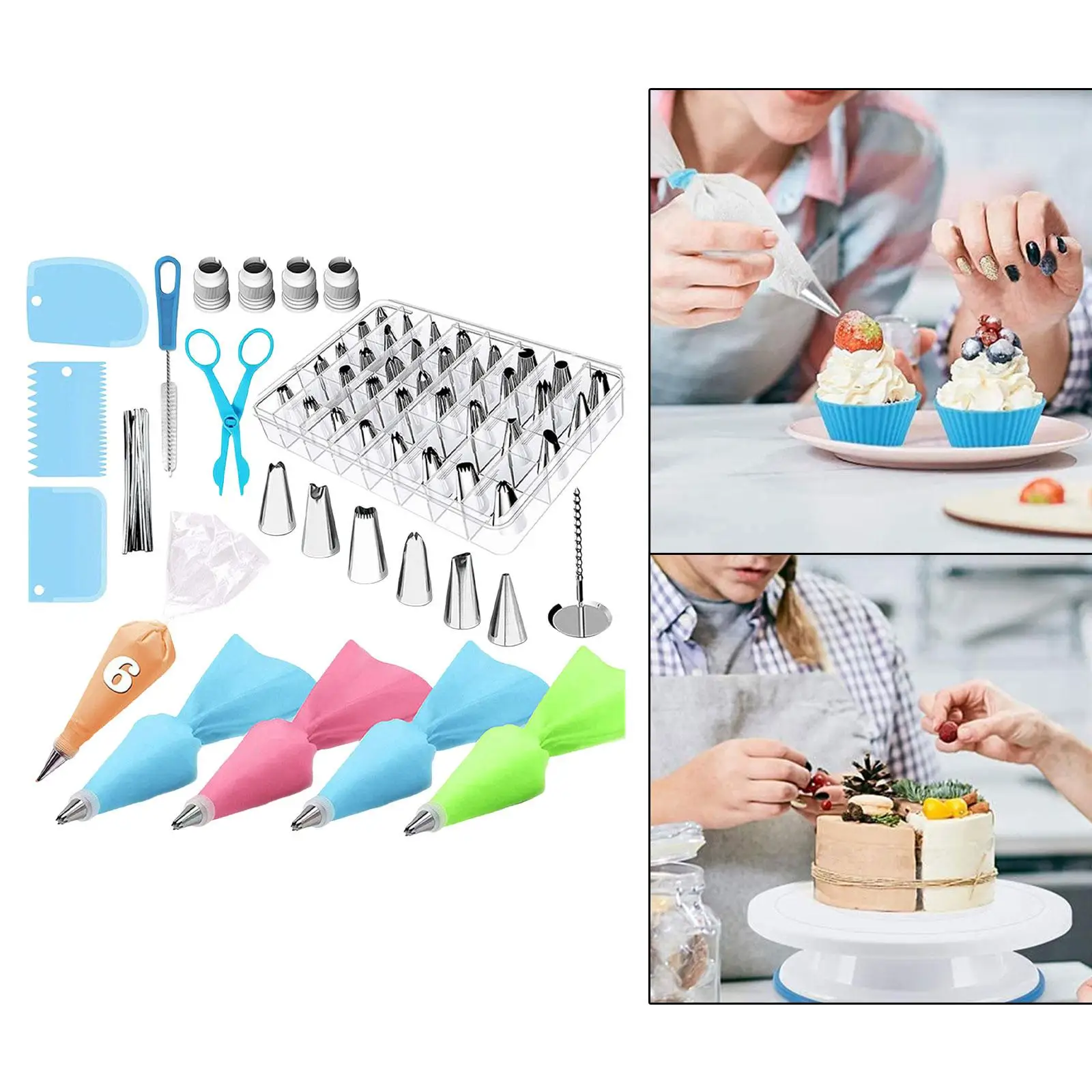 72x Cake Decorating Supplies Cookie Icing Cakes Cupcakes Baking Pastry Tools Cake Cream Frosting Tool Piping Bags and Tips Set