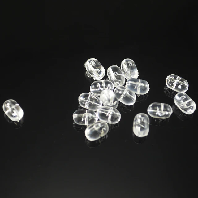 MNFT 100PCS Fishing Beads Transparent Clear Oval Double Cross Hole Beads  Sabiki Rig 3 Way Connector Fishing Accessories