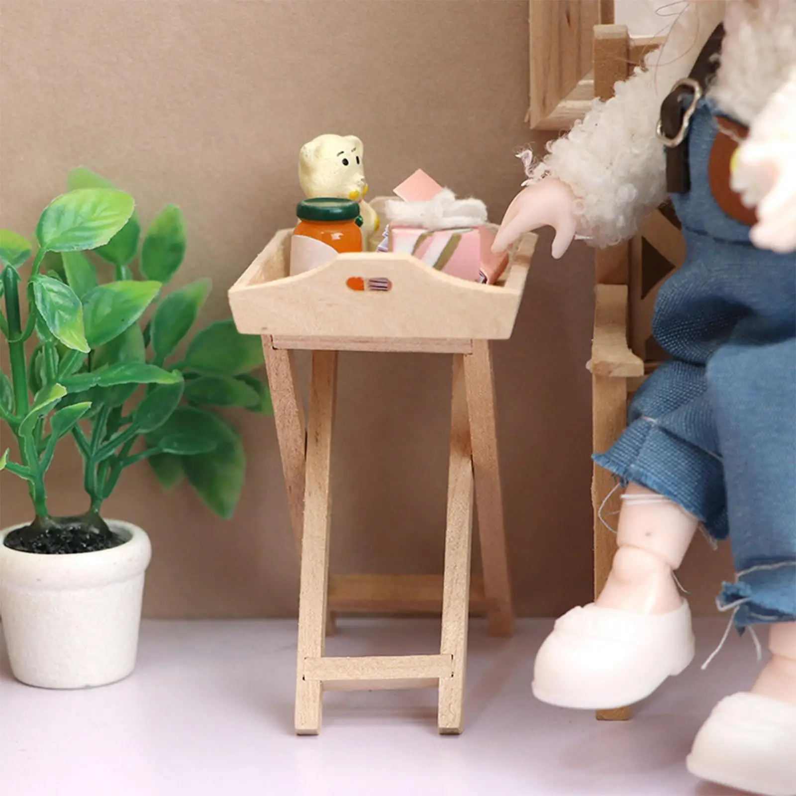 Doll House 1:12 Accessories Toy Decor Side Table for Pretend Play Children