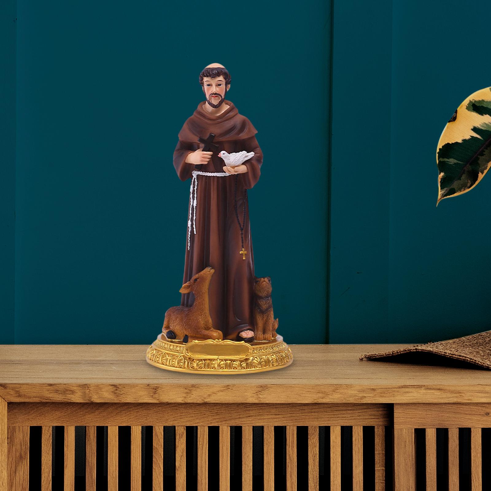 Saint Francis of Assisi Statue Resin Decorative Holy Figurine Home Decor