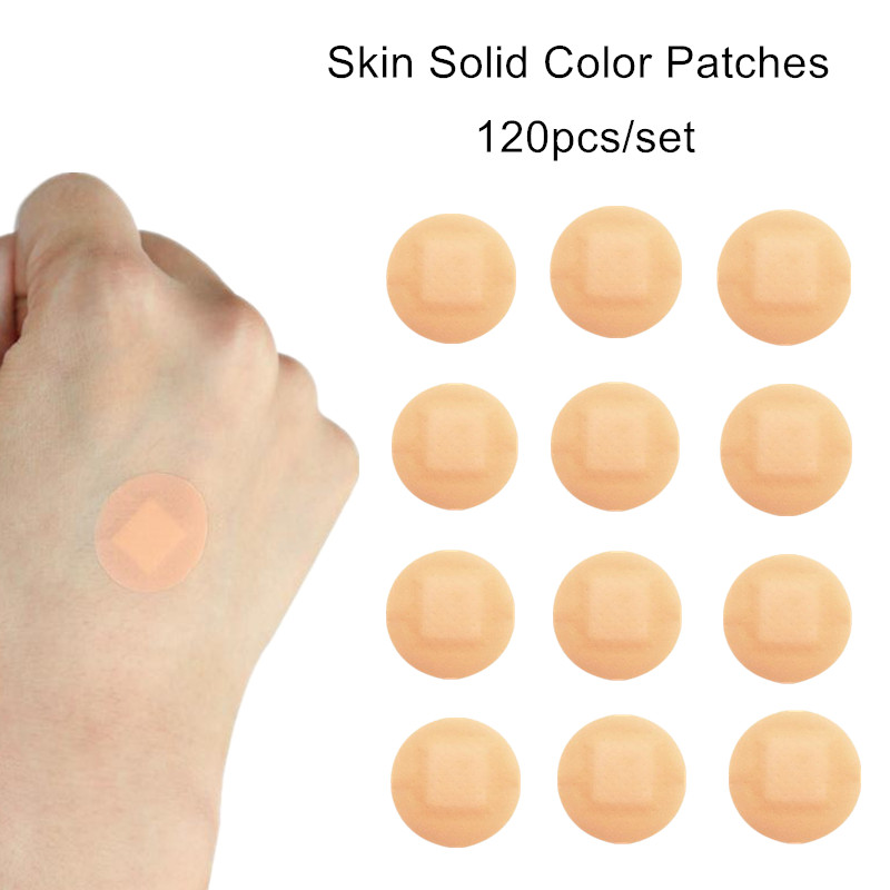 100 teile/satz Mini Runde Pflaster Haut Farbe Wunde Dressing Gips Patch Atmungsaktive Wasserdichte Klebe Bandagen Band – Detail 6