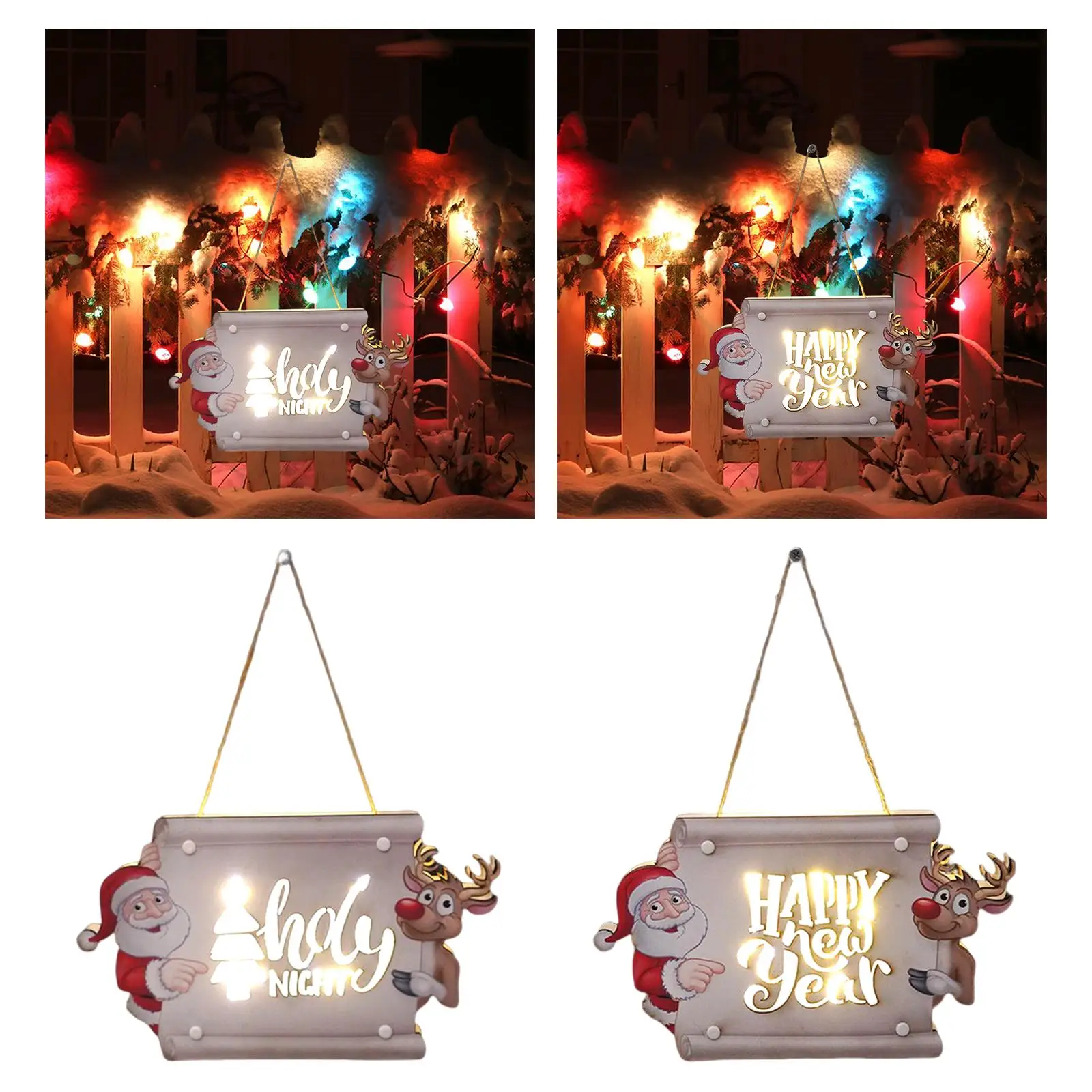 Christmas Hanging Sign Hanging Wall and Door Decor with Hanging Rope Wooden Plaque for Xmas Door Decoration Tree Party