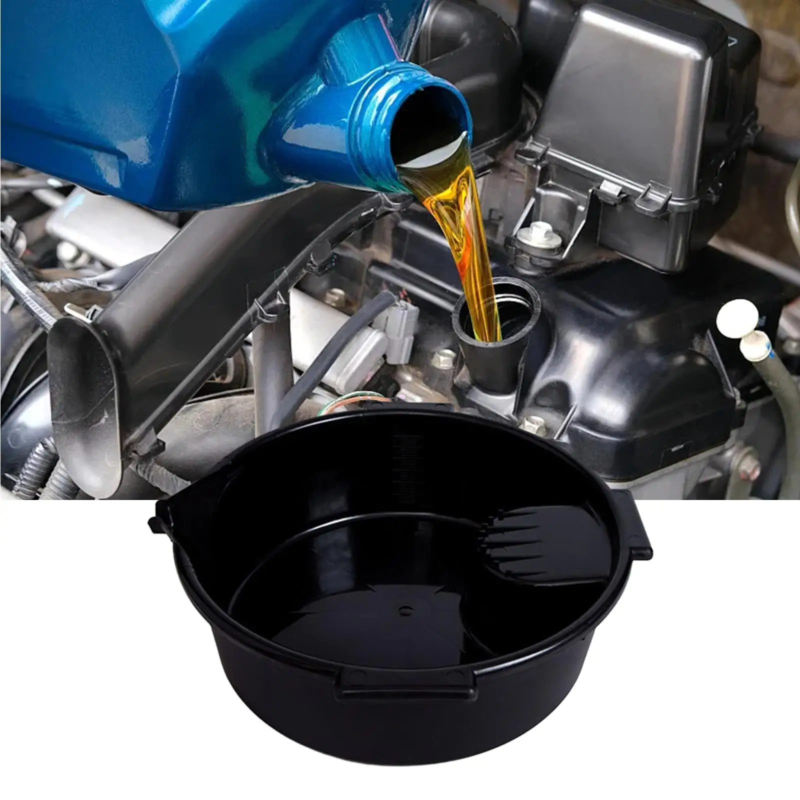Drain Pan Oil Change Pan, 8L Capacity, Prevents Spills Lightweight Leak Proof