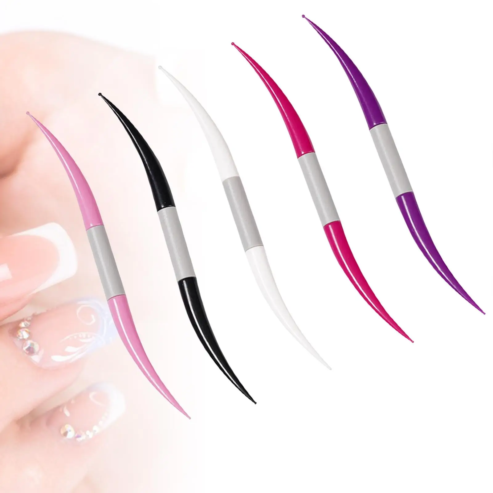5x Nail Dotting Tools Set, Multi Colored Double Heads Nail Art Dot Tools Manicure Kit
