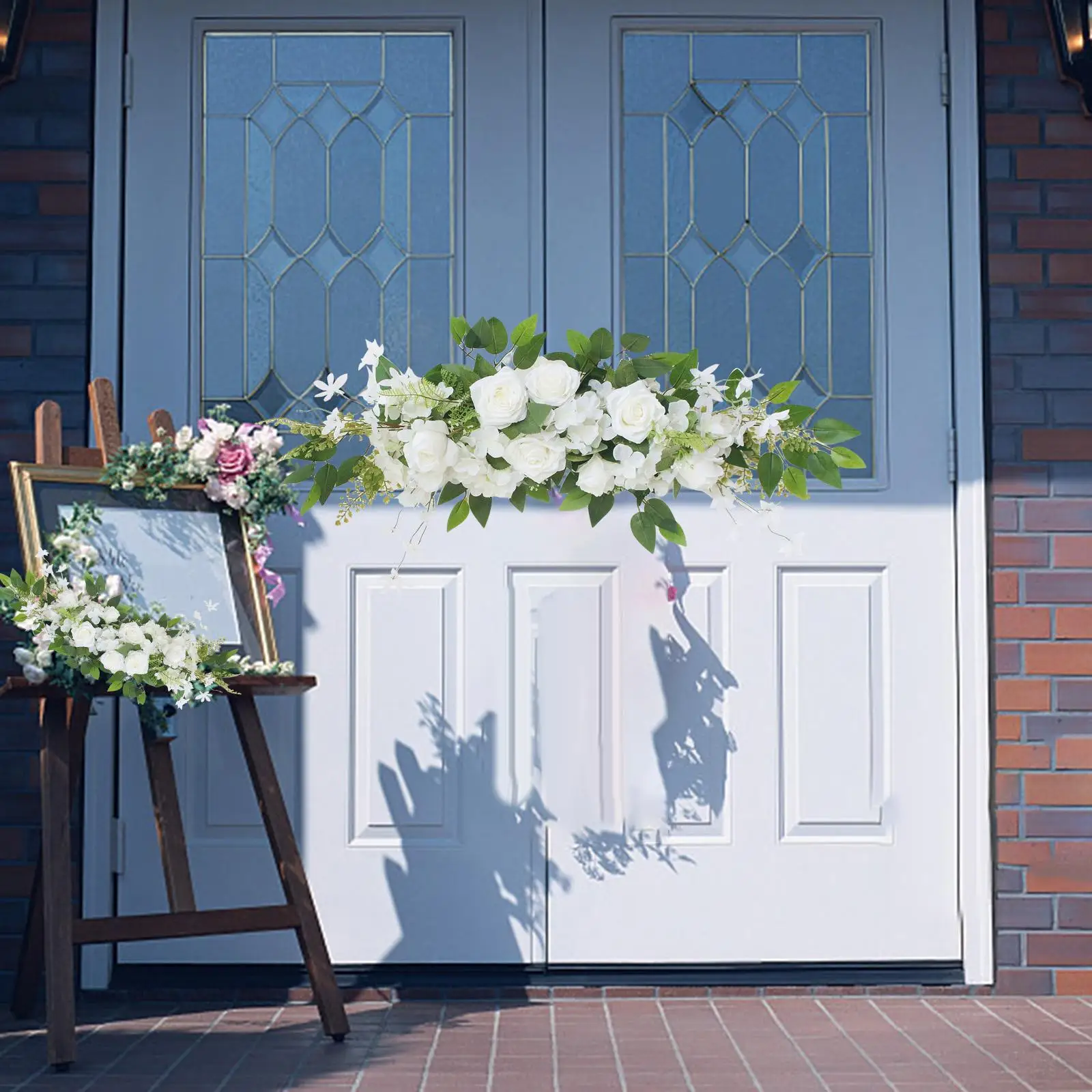 Floral Swag Door Wreath Welcome Sign Arrangements Garland for Garden Wall Door Decoration