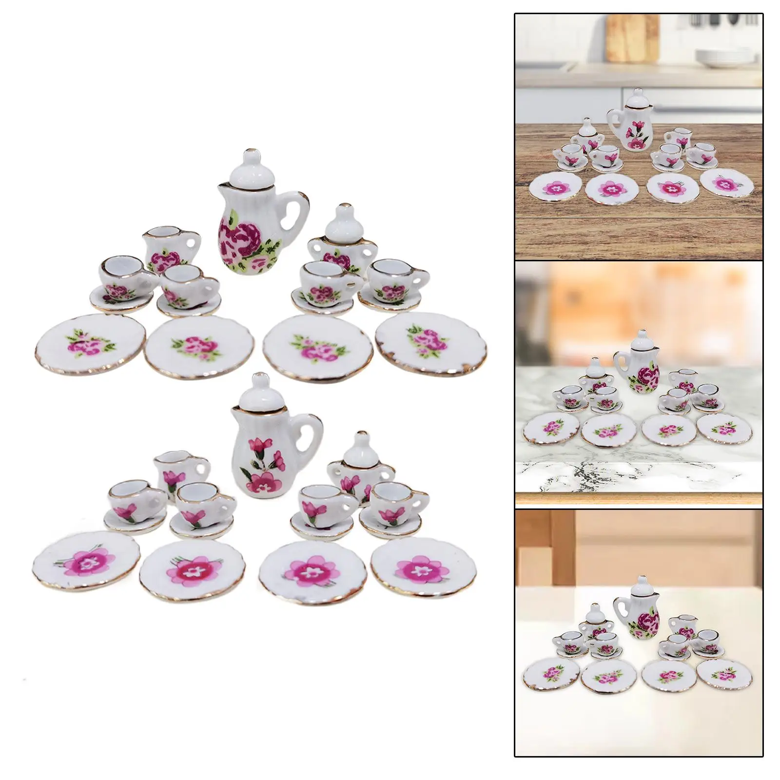 Dollhouse Miniature Porcelain Tea Cup Kitchen Home Scenery Supplies