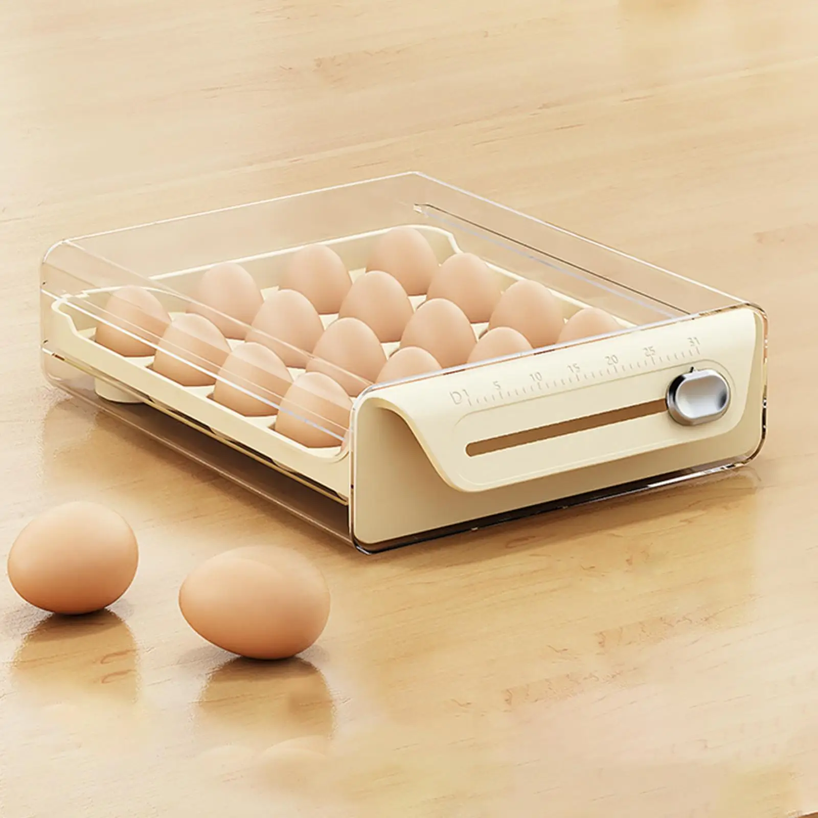 Egg Holder with Time Scale Durable Reusable  Eggs Storage Box Stackable Eggs Storage Container Kitchen Fridge Freezer