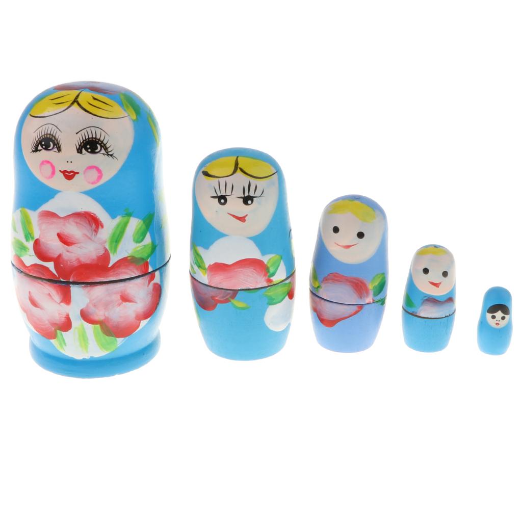 Russian Dolls Matrioska 5 Layers Hand Painted Nesting Christmas Birthday Gift for Children