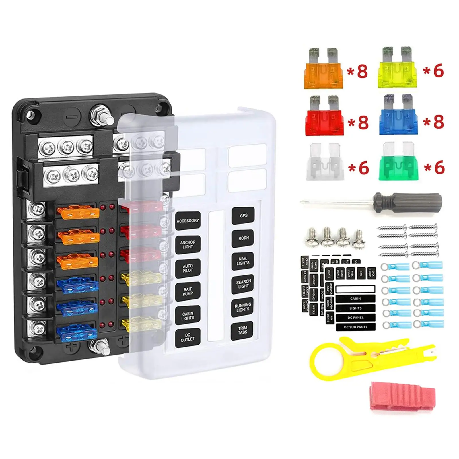 12-Way Fuse Block Damp-Proof Protection Cover Sticker Fit for RV Yacht SUV