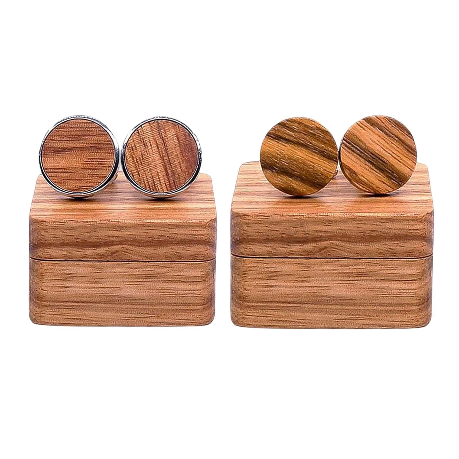 Rustic Cufflinks +Wood Box Handsome Cuff Links for Birthday Wedding Husband Gifts