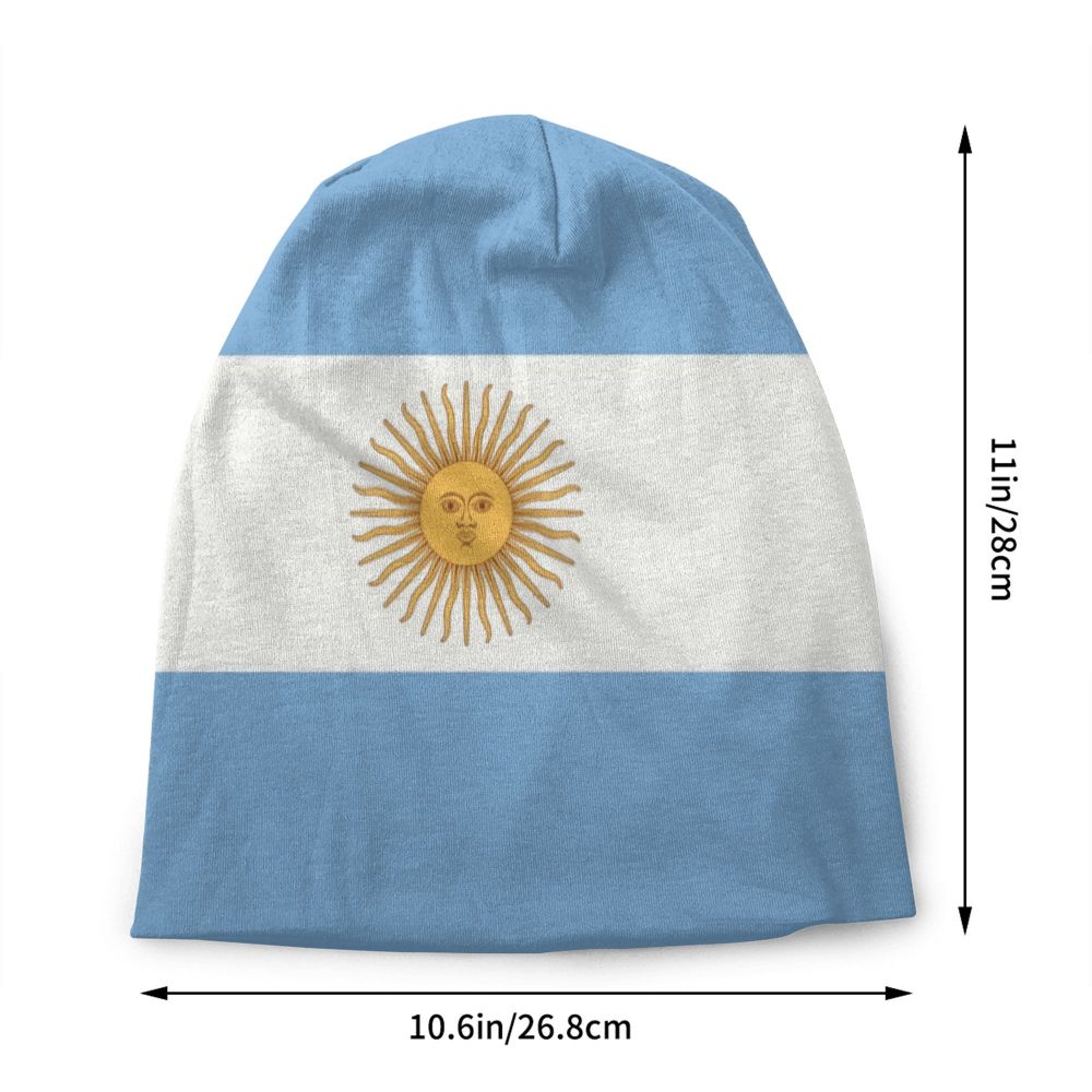 Benutzer definierte Flagge von Argentinien Schädel Mützen Mützen Männer Frauen Unisex Straße Winter warme Strick mütze Erwachsenen Motorhaube Hüte – Detail 2