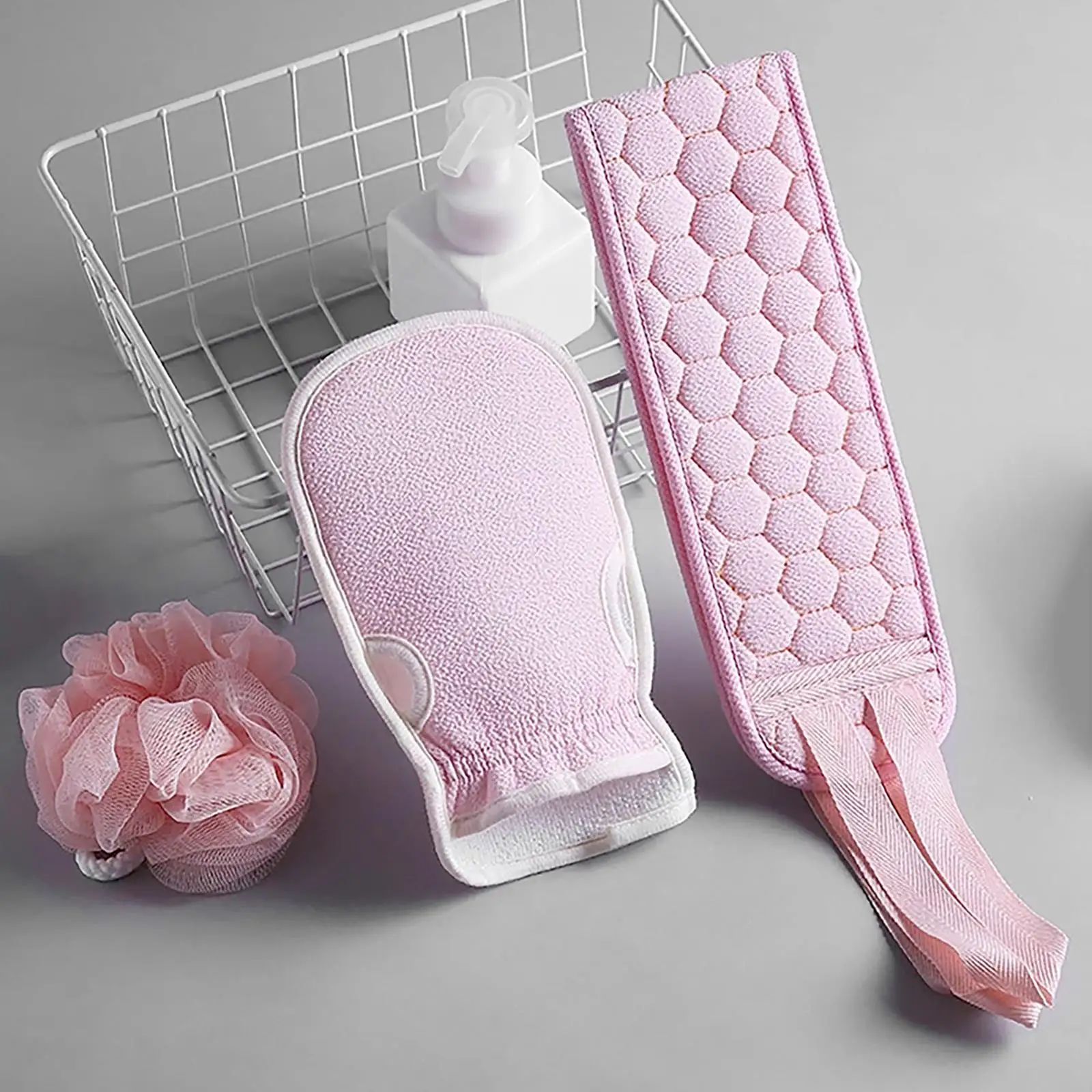 3x Body Scrubber SPA Tool Set Bath Accessories Skincare Tool Set Bath Shower Mitts exfoliating towels Set for Bathroom Outside
