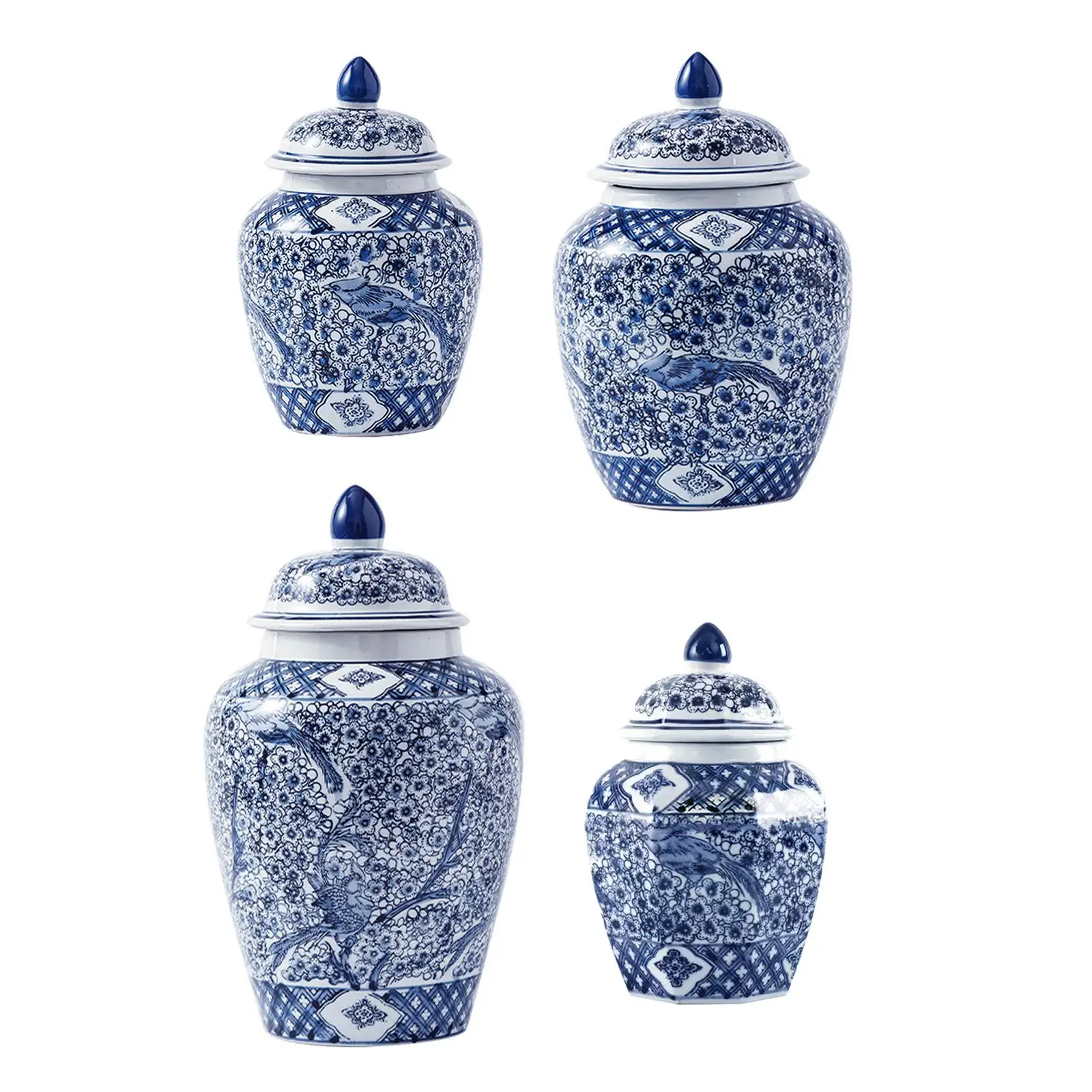 Ceramic Ginger Jar Storage Jar Traditional Plants Holder for Home Decoration