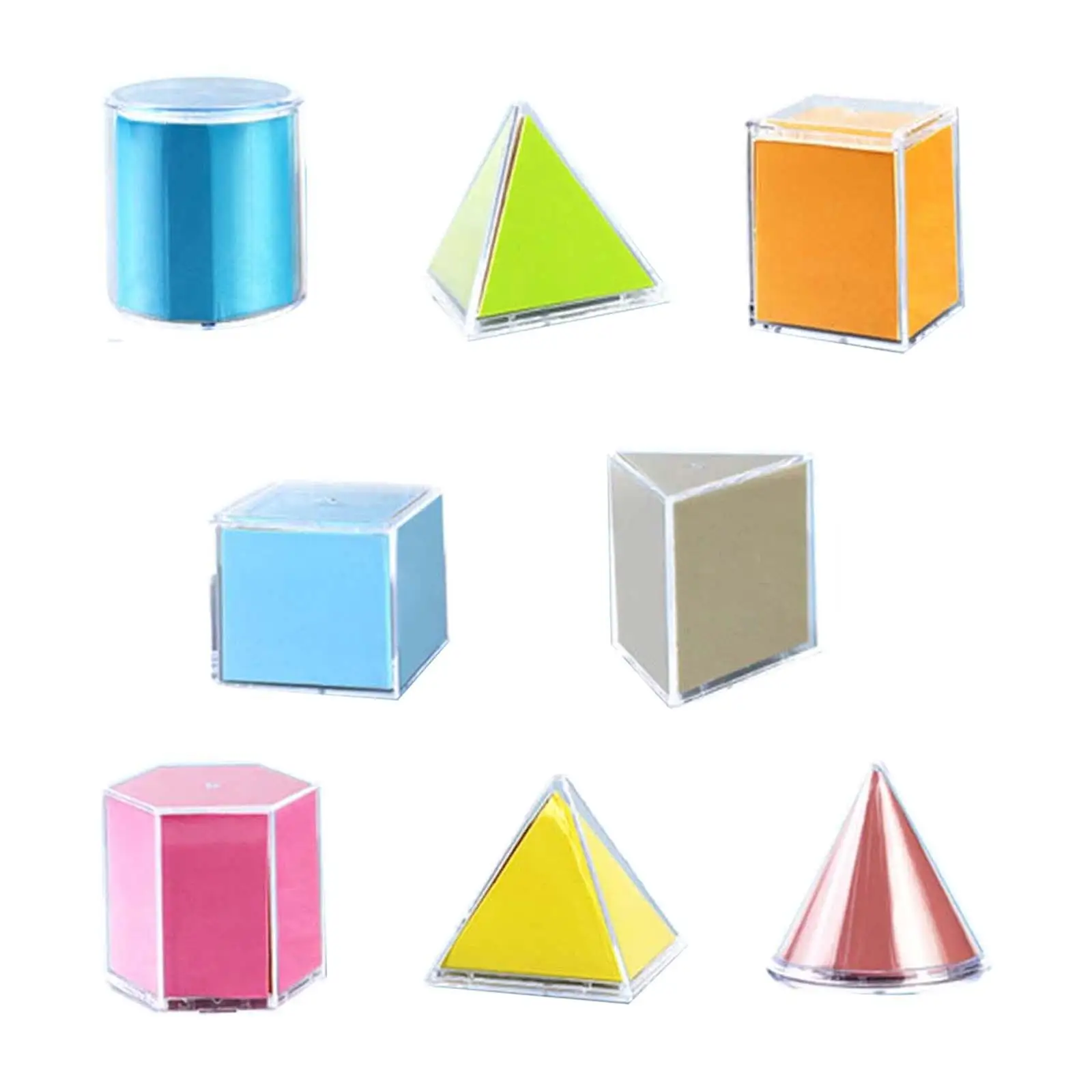 8Pcs Geometric Shape Blocks Educational Toy Math Learning Material for Children Teacher Supplies Math Helper Preschool Ages 3+