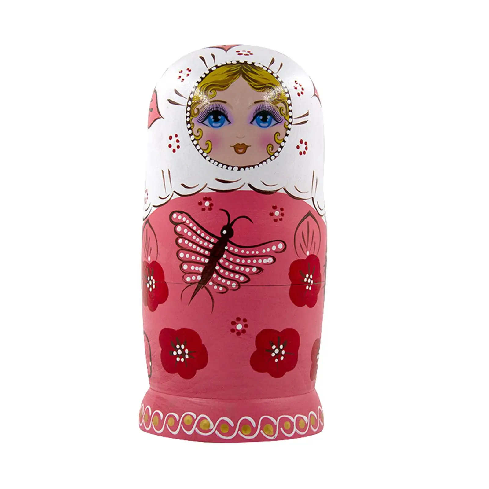 Russian Girls Nesting Dolls Matryoshka Stacking Toy Pink Dragonfly 10 Layers