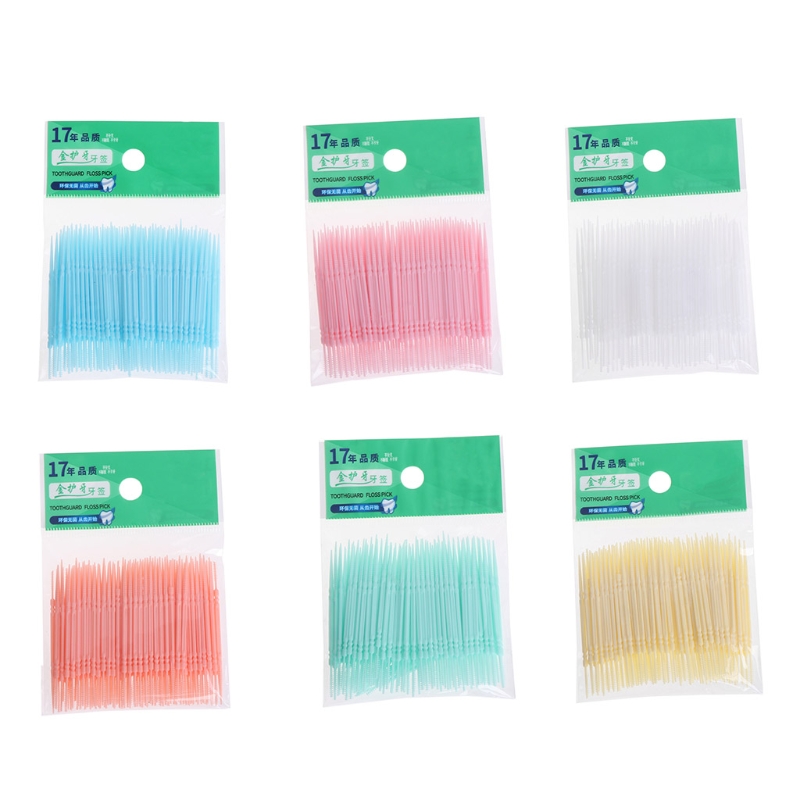 Best of 100Pcs / Lot Soft Plastic Double-headed Brush Stick Floss Pick Toothpick Oral Care Reviews & Tips - Image 5