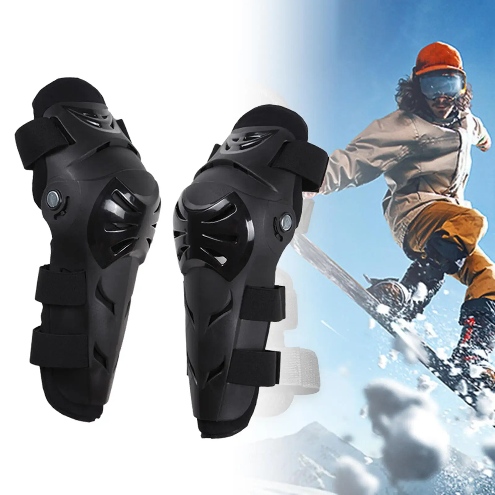 Motorcycle Knee Shin Guards Anti Slip Cusion Adjustable Knee Shin Pads Protector for Powersports Skateboard Mountain Biking
