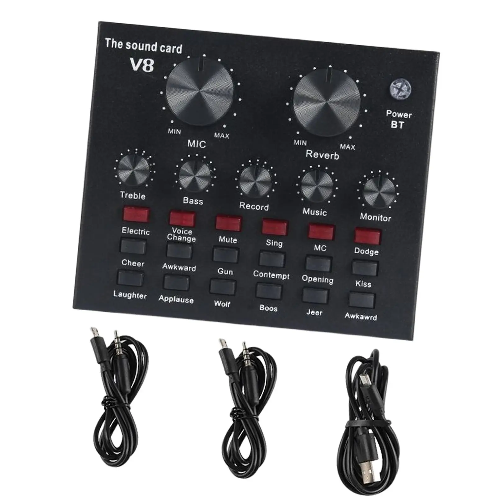 Professional V8 Sound Card Audio Interface Mixer for Laptop Computer