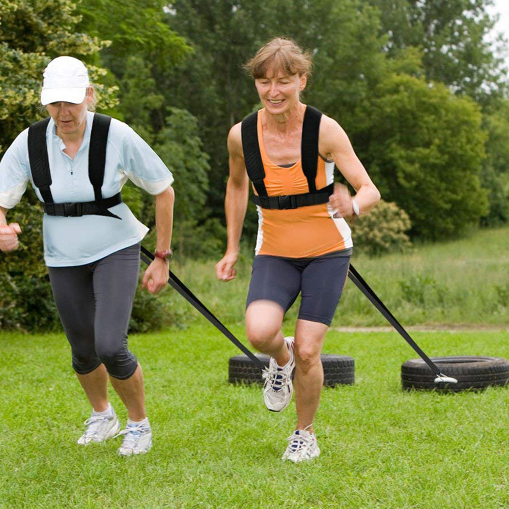 Sled Harness, Tire Pulling With Pull Resistance Training, Adjustable Padded Shoulder Strap Harness Trainer_voghion.com