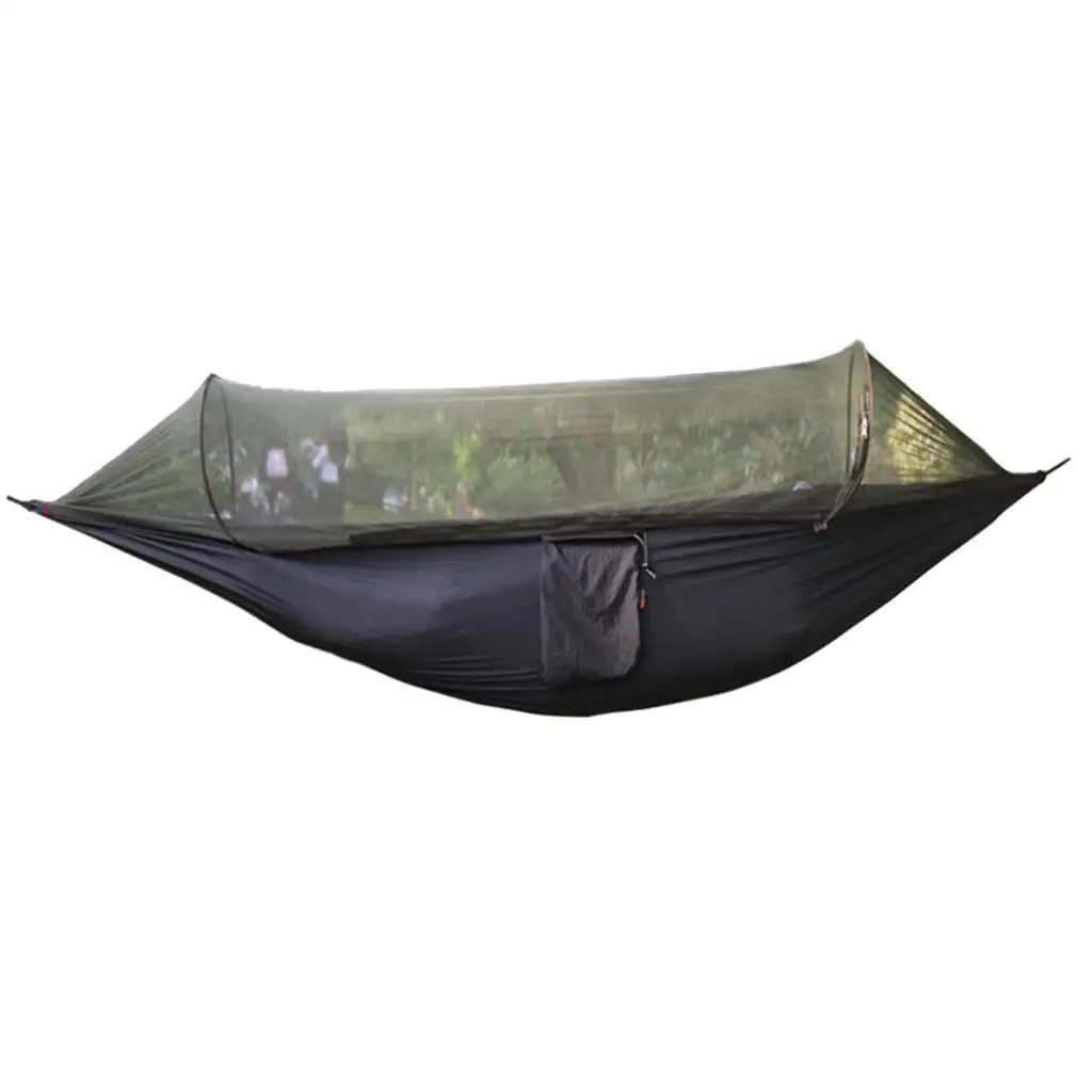 Camping Hammock with  Net, Portable Parachute Hammock for Hiking Travel Backpacking with Ropes and Carabiners, 290x140cm