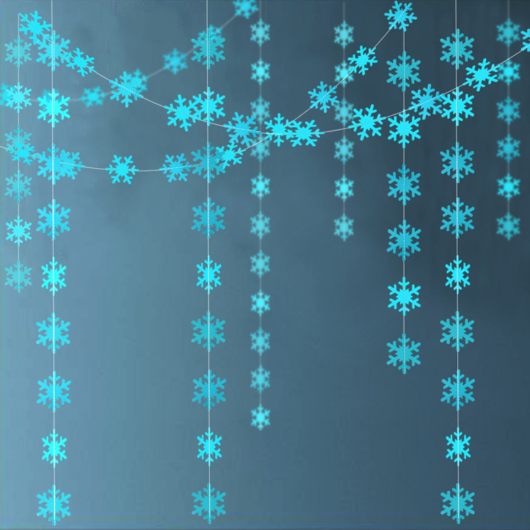 4M Silver Gold Snowflake Garlands for Christmas Tree Hanging Decor Winter Wonderland Party Fake Snow Decoration Paper Streamers