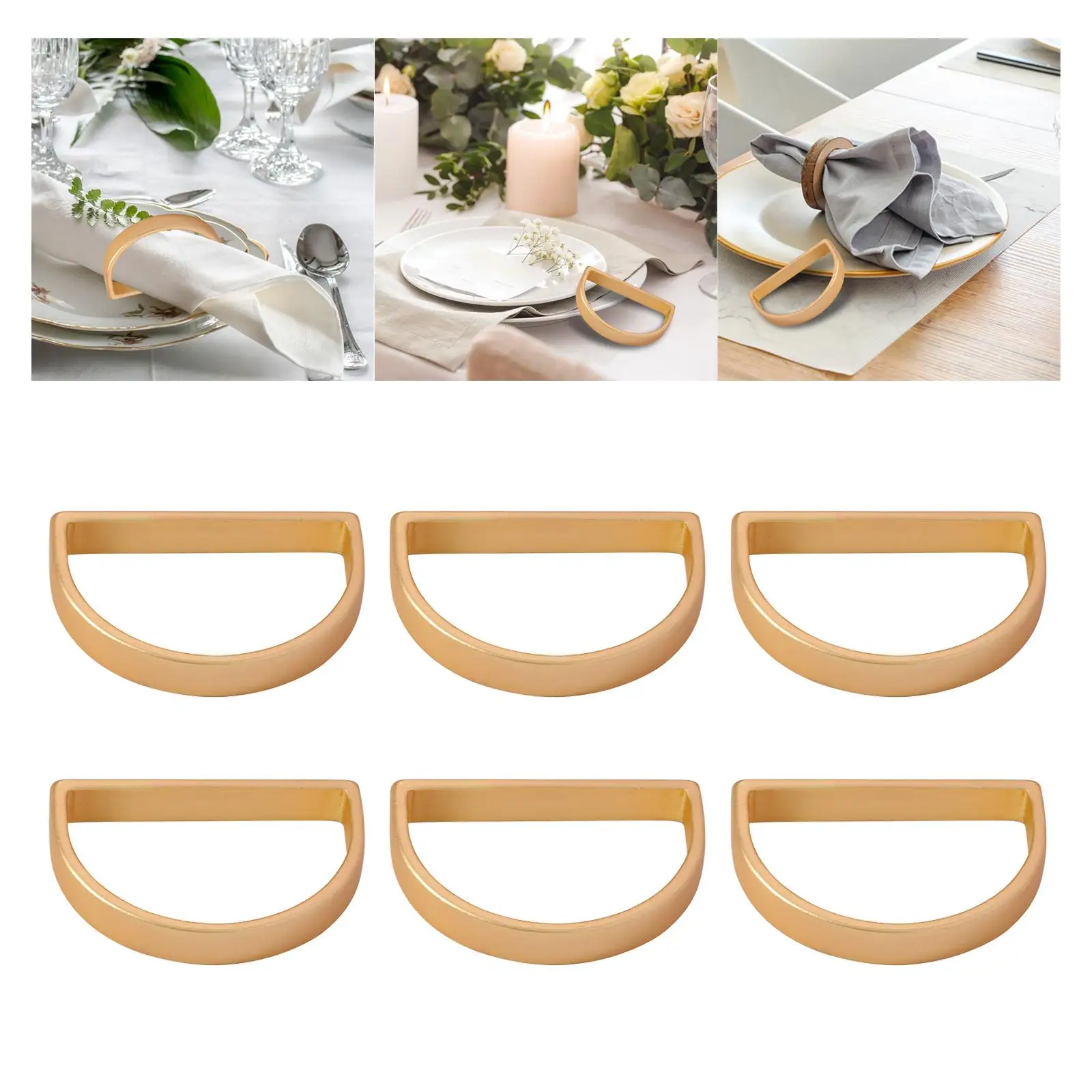 6Pcs Napkin Holder Rings Adornment Serviette Buckles for Party Wedding Table