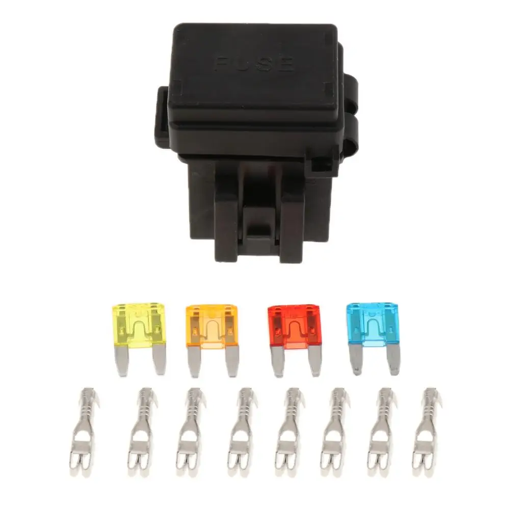 15x , 4-Slot 1 Relays & 4 Fuses Holder Block with Pins for Automotive And Marine Engine Bay