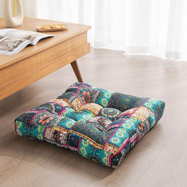 55cm Square Seat Cushion Floor Sofa Tatami Cushion Floral Print