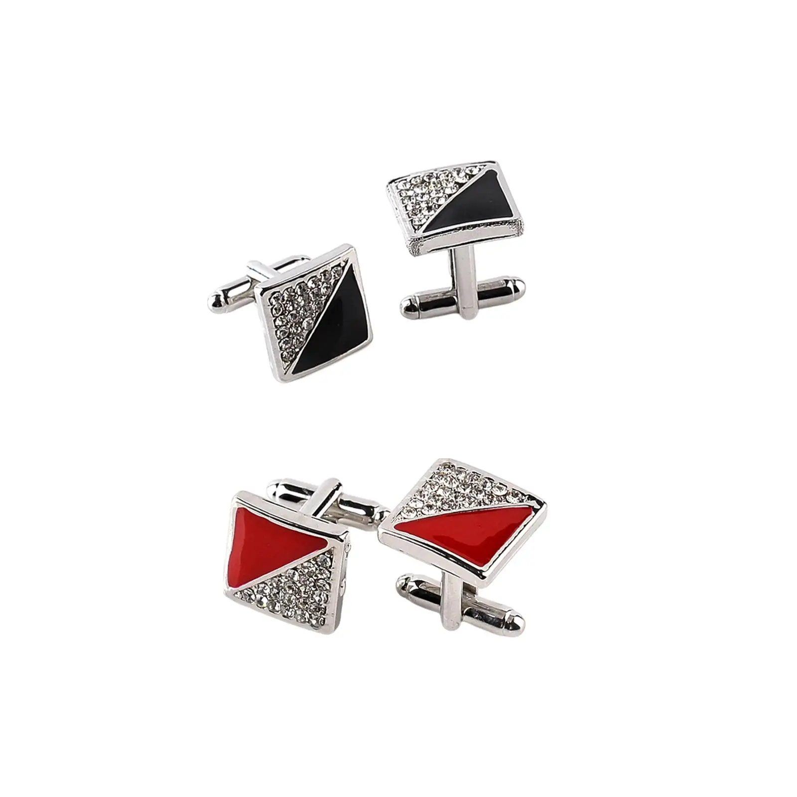 2Pcs Mens Cufflinks Rhinestones Unique Square Elegant Alloy Shirts  for Birthday Business Special Occasions Office Favour Gift