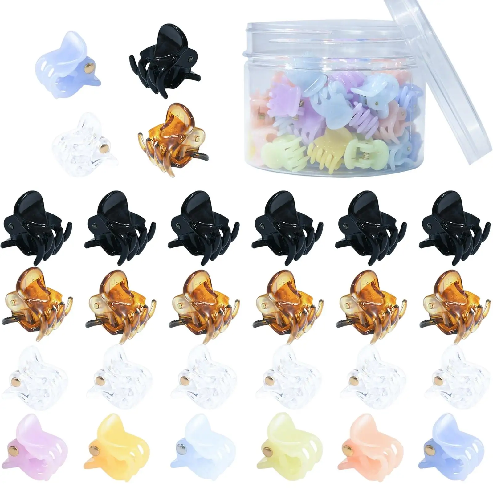 48 Pieces Mini Hair Clips with Transparent Box Multifunction Nonslip Hairclips Hairdressing Accessory Clamps School Party