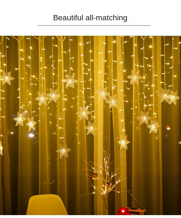 3.5M Christmas Snowflake LED String Lights Flashing Fairy Curtain Garland Lights Fancy Holiday Party New Year Decoration
