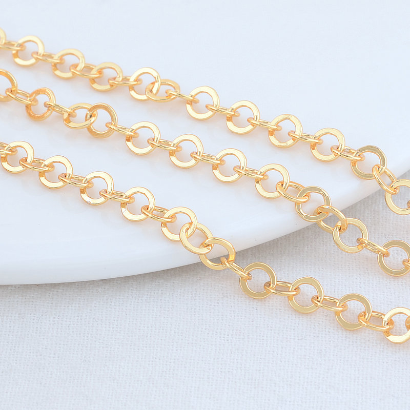 5*5MM 4MM 18K Goldfarben plattierte Messing-Rundkette für die Schmuckherstellung, DIY-Halsketten, Armbänder, Schmuckherstellungszubehör – Detail 6