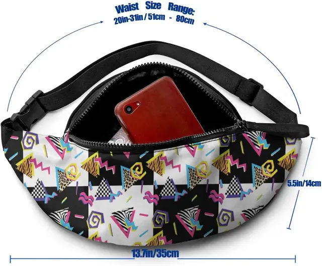 Retro Style 80s 90s Memphis Style Design Fanny Pack for Men and Women  Adjustable Casual Waist Bag for Traveling Hiking Cycling - AliExpress