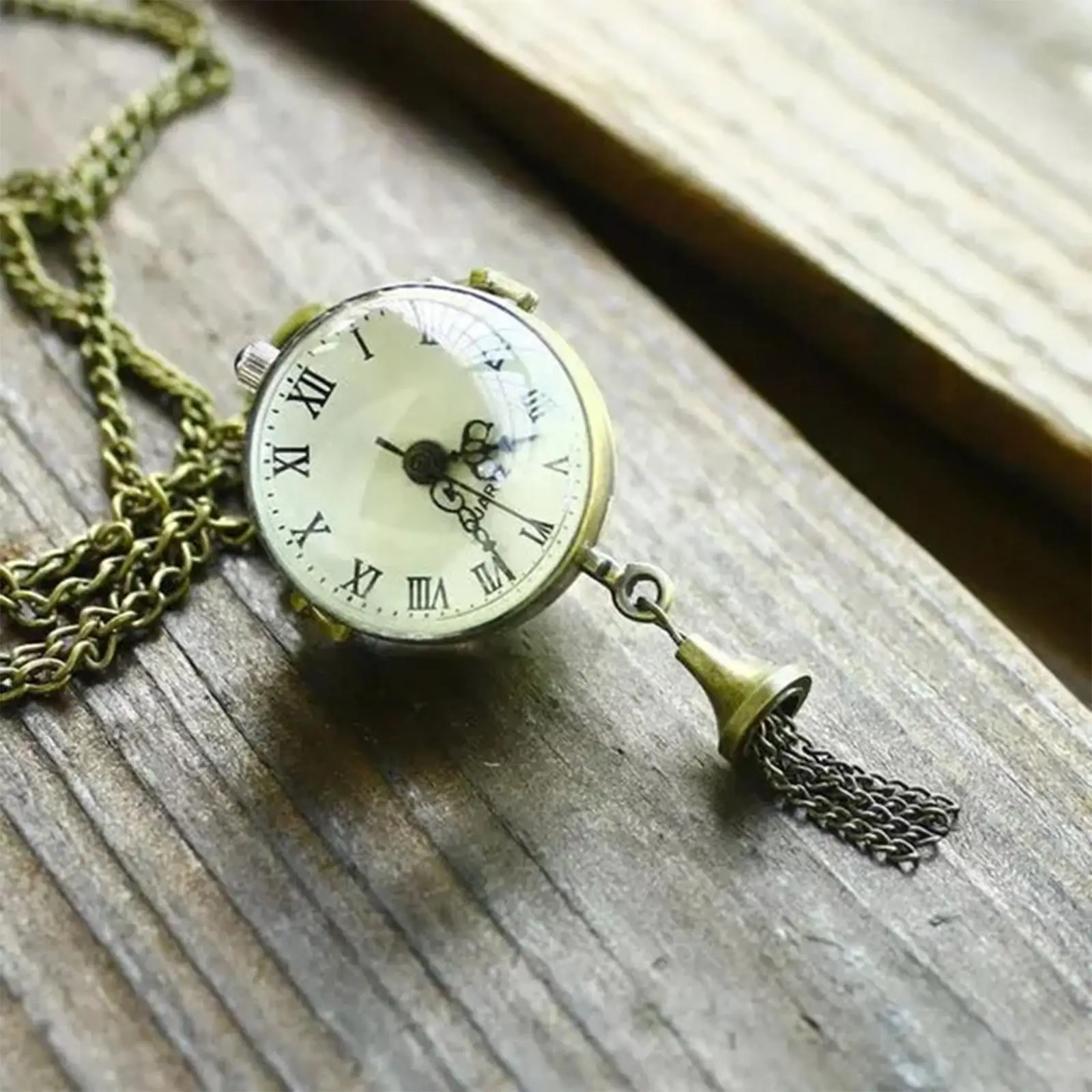 Pocket Watch, Alloy Gift Concave and Convex Mirror Vintage  Glass Ball Necklace Sweater  Birthday Fathers` Day Men Women