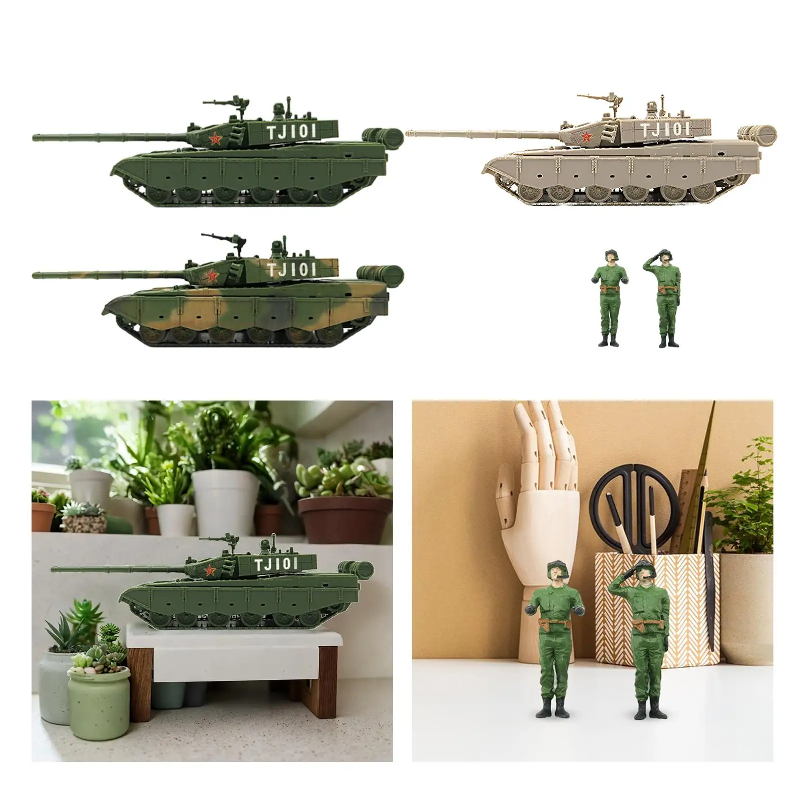 1/72 Scale Tank Model Desk Decoration Assembled Tank Model Tracked Crawler Chariot for Display Children Collection Gift