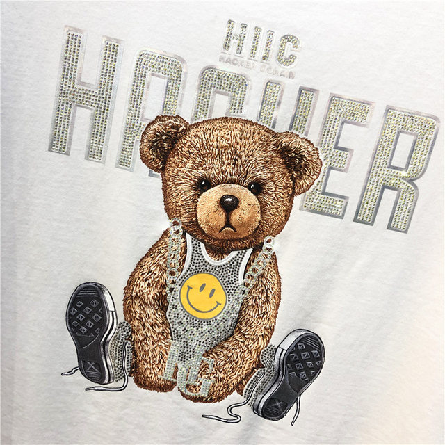 Rhinestones Tshirt Men T Shirt Unisex Streetwear Slim Men's Short Sleeve  Shirts Diamond Inlaid Teddy Bear Toy Plus Size Cool Hot - AliExpress