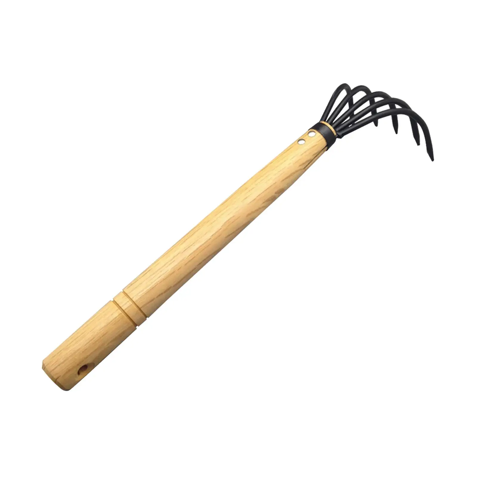 5 Claws Garden Rake Hand Rake Professional Garden Gardening Tools Handheld Wooden Handle Mutipurpose for Loose Soil Digging Farm