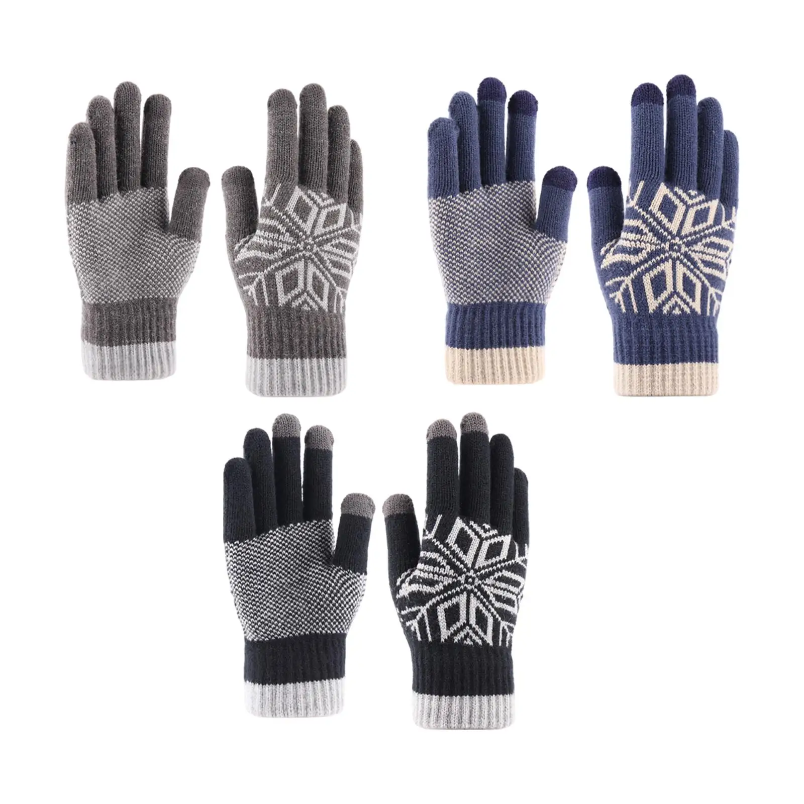 Men Winter Warm Gloves Mitten Touch Screen Cashmere Soft for Outdoor Sports
