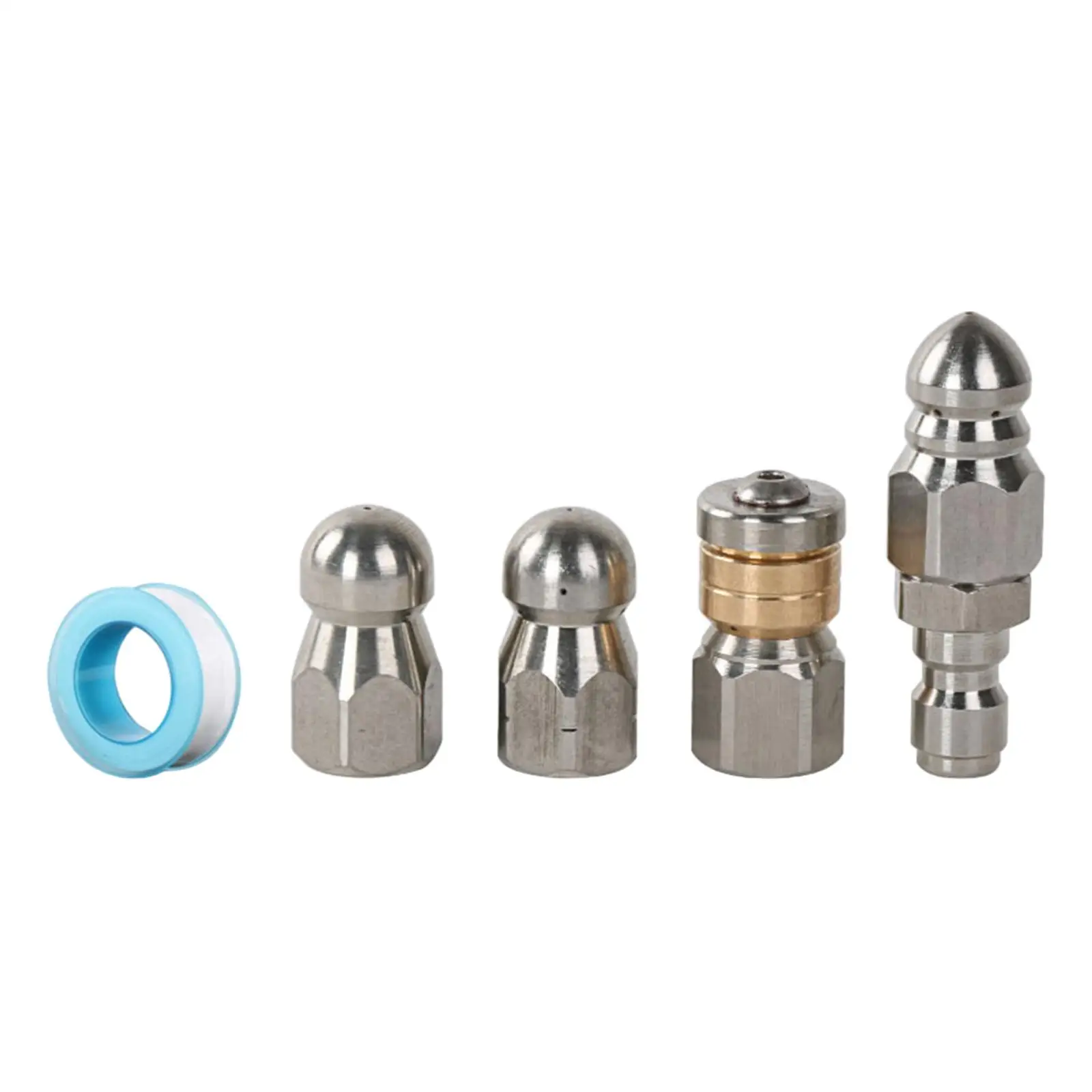 4x Sewer Jetter Nozzle Pressure Cleaning Pipe Jet Steel 1/4 inch Female Rotating Sewer Jet Hose Nozzle Quick Connector Supplies