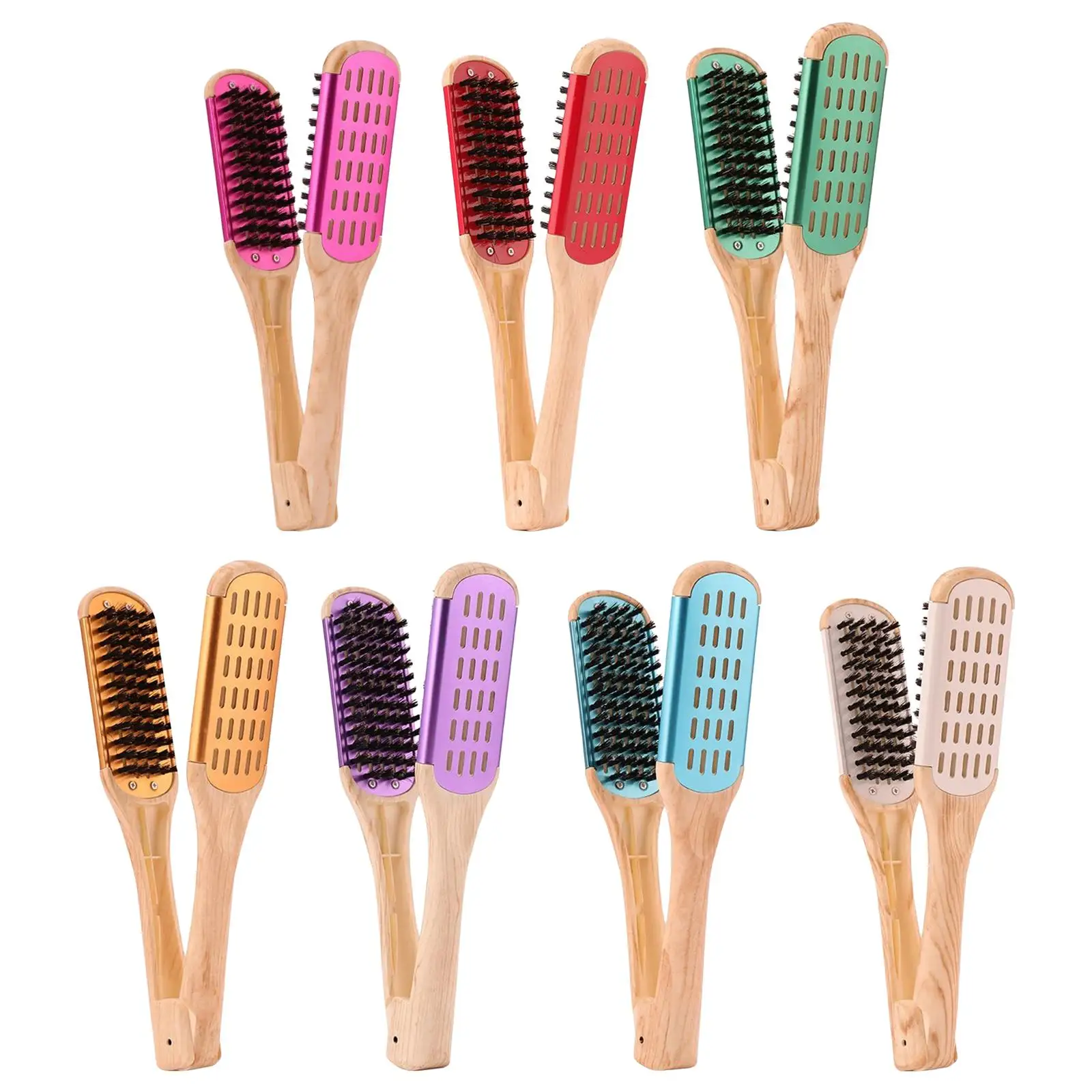 Hair Brush Comb Straightener Wooden Handle V Shape   Style