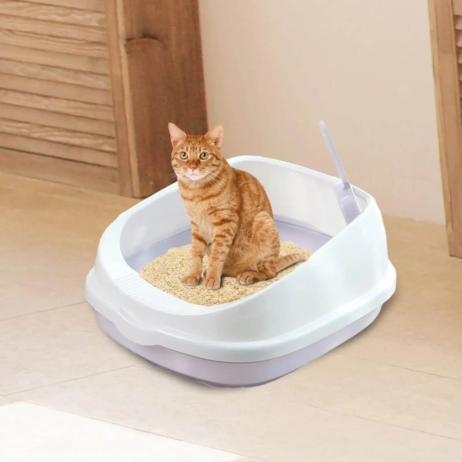Pet Cat Litter Box Toilet Durable Semi Closed Sand Box Large Space Detachable Easy Clean Splashproof Tray for Kitten Accessories